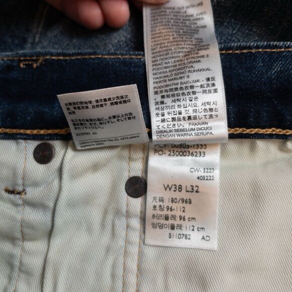 Levis 505 Jeans Mens Size 38x32 Blue Premium Big E Classic Straight Denim Modern - Picture 11 of 11